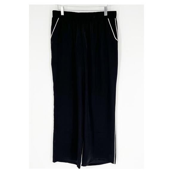 Jason Wu Satin Wide Leg Contrast Piping Pants M Black - Picture 1 of 5